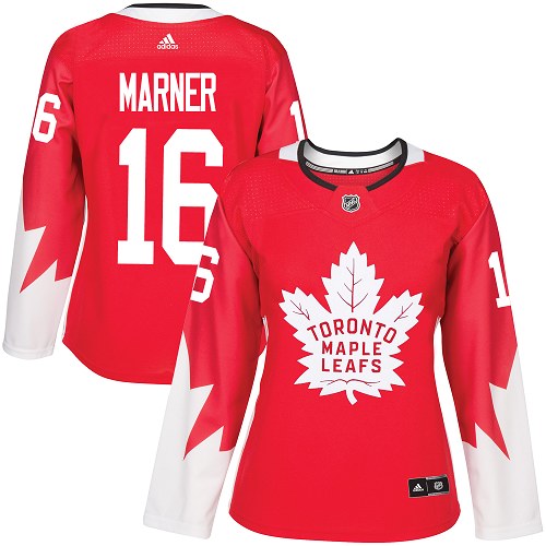 Adidas Maple Leafs #16 Mitchell Marner Red Team Canada Authentic Women's Stitched NHL Jersey
